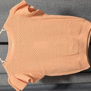 Sadie & Sage Light Peach Pink Textured Knit Top With Ruffled Cap Sleeves Size S